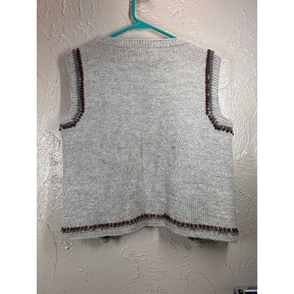 INCA Alpaca Wool Sweater Adult Open Front Sweater Vest Flowers Peru Size 6/8 - Picture 2 of 5